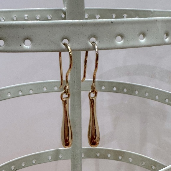 Yellow Gold tone Drop Earrings - Picture 4 of 4